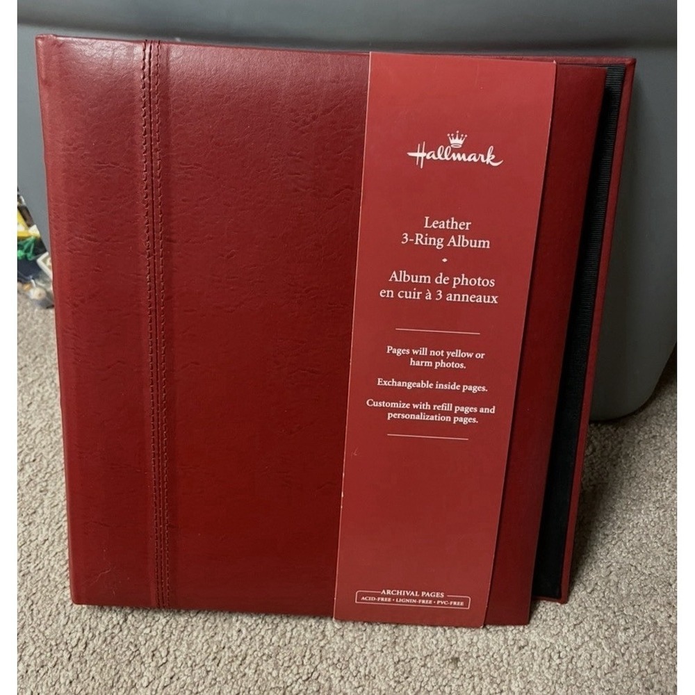 Hallmark Leather Book 3 Ring Binder Album Archival Safe New Red Photo Keeper